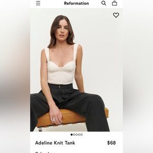 Brand New Reformation Adeline Knit Tank Top NWT Ivory Size L